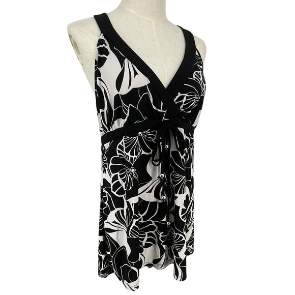 White House Black Market Signature Knits Floral Halter Tank Top Womens Medium - Picture 1 of 8